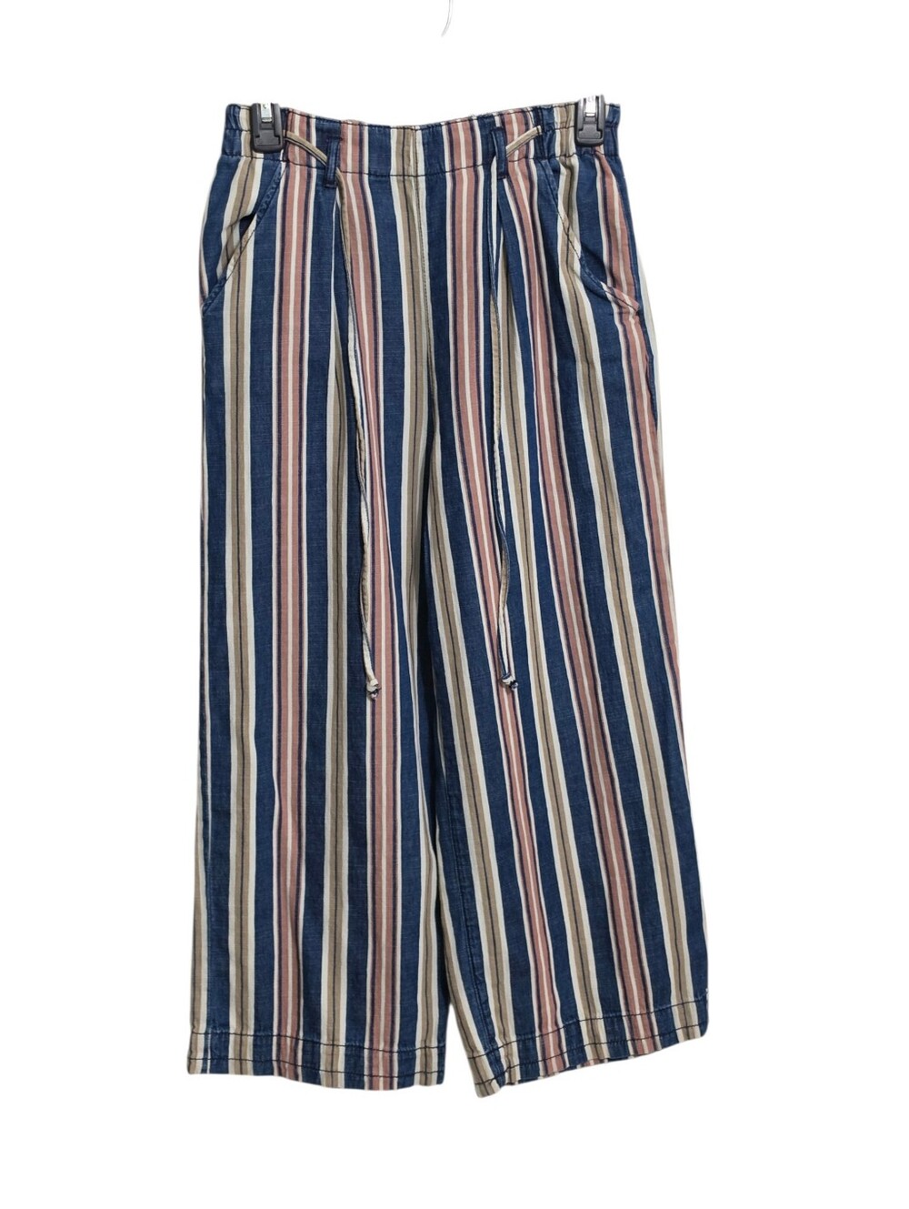 American Eagle Cotton Striped Wide Leg Crop Pants 2 Pull On